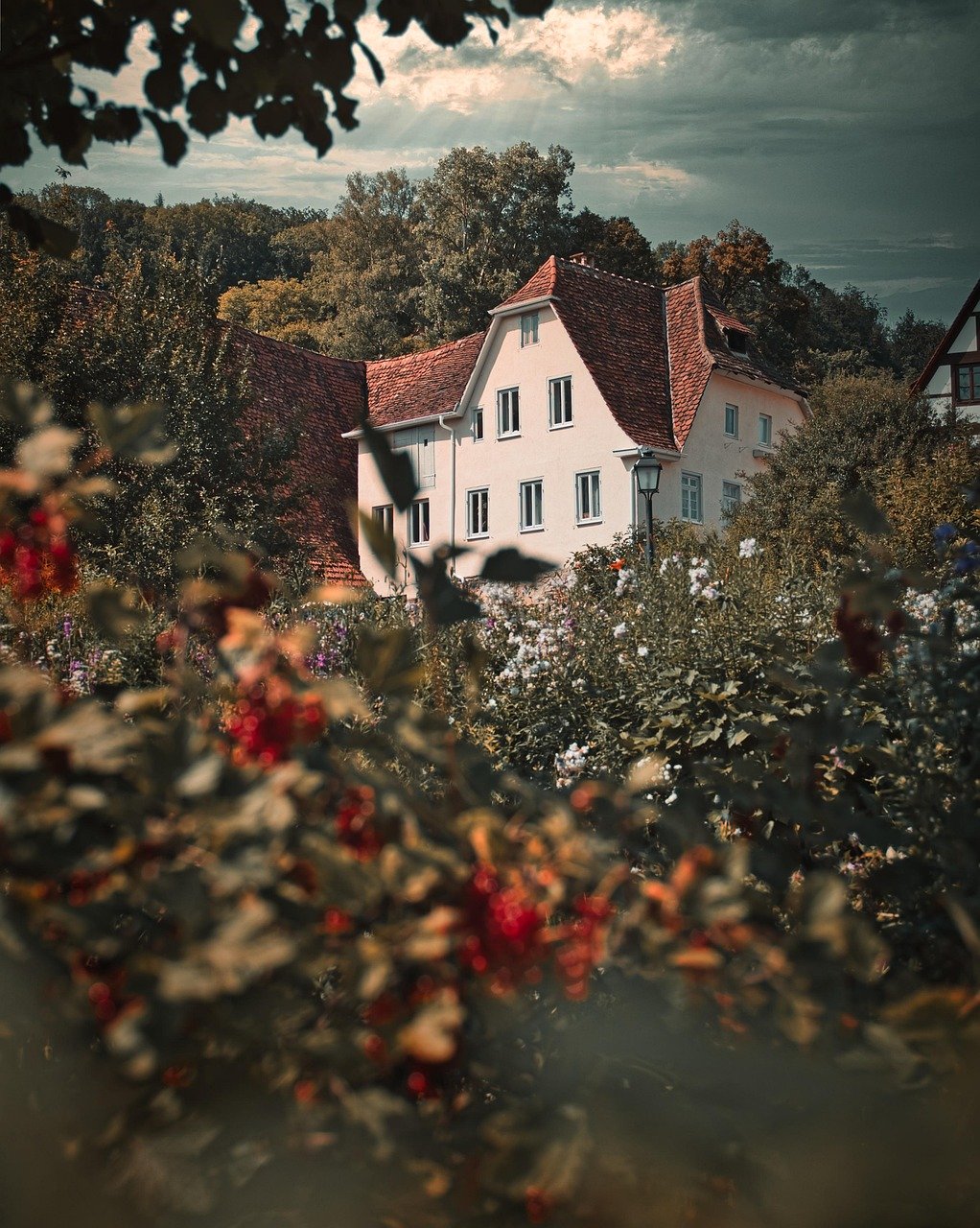house, villa, old, truss, flowers, garden, plant, nature, real estate, architecture, building, residence, flower background, mood, apartment, property, manor house, country house, historically, flower wallpaper, germany, old building, beautiful flowers, rural